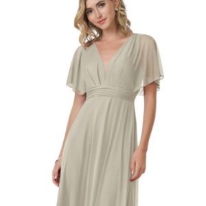 Taupe Tiara Azazie Bridemaids Dress